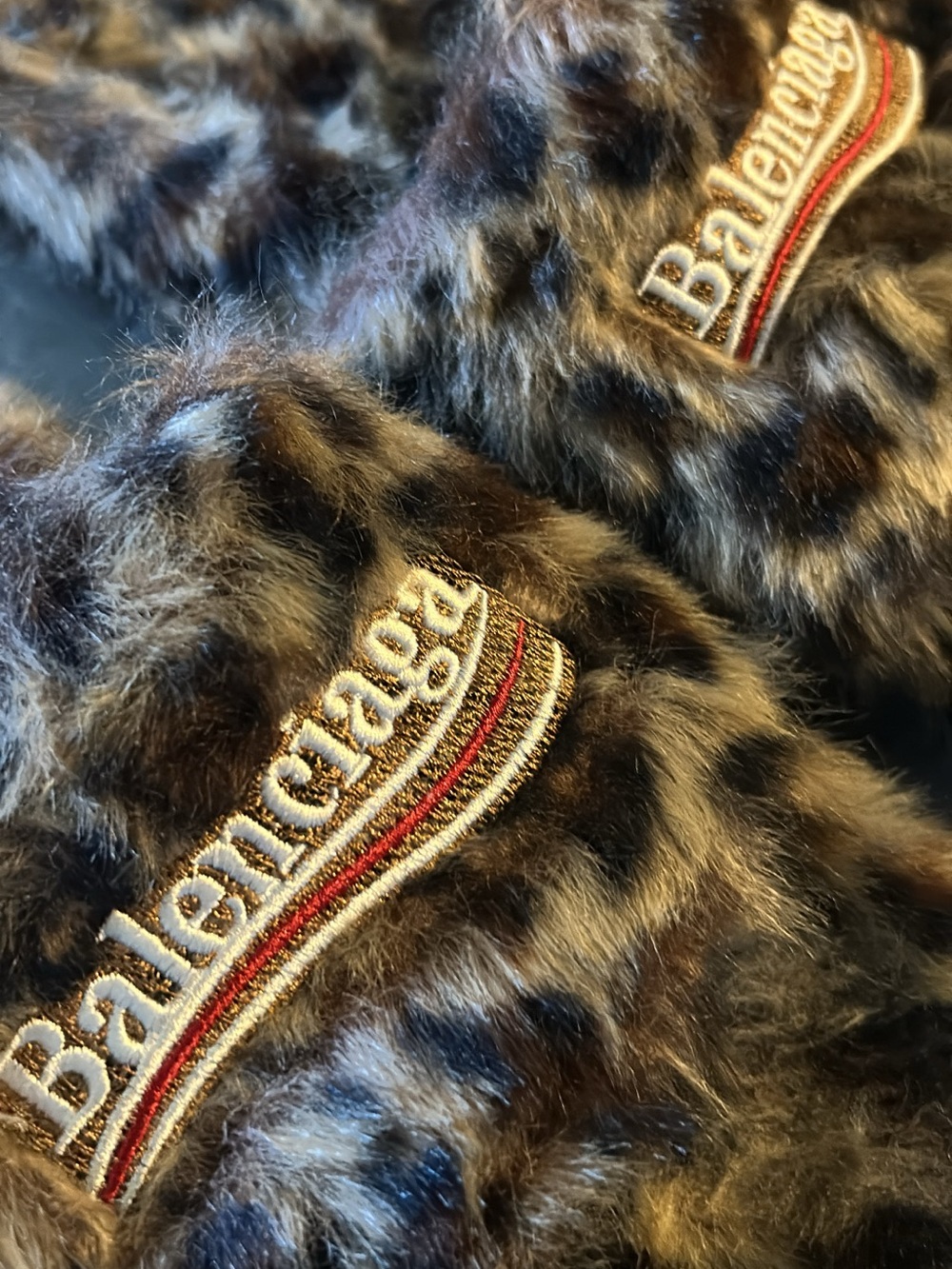Balenciaga Leopard-Print Faux Fur Slides in Brown and Black - Picture 3 of 4